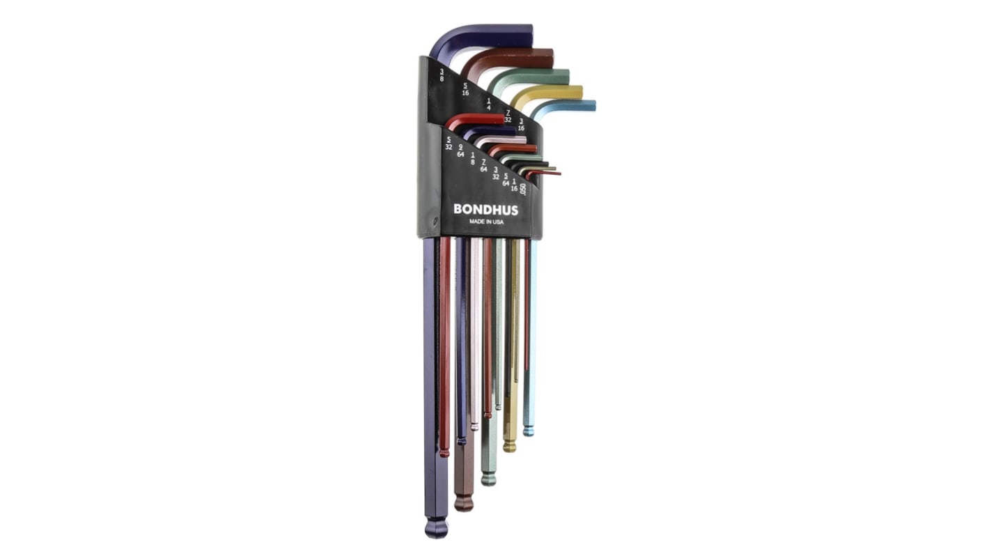 Bondhus 13 piece L Shape Imperial Hex Key Set, 0.05 → 3/8"