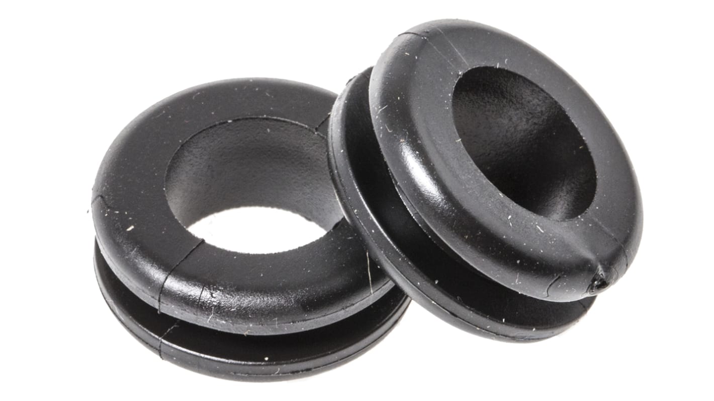 HellermannTyton HV Kabeltülle 2mm min. 10mm bis Ø 11mm Loch ø 12mm PVC Schwarz -30°C min. +60°C max.