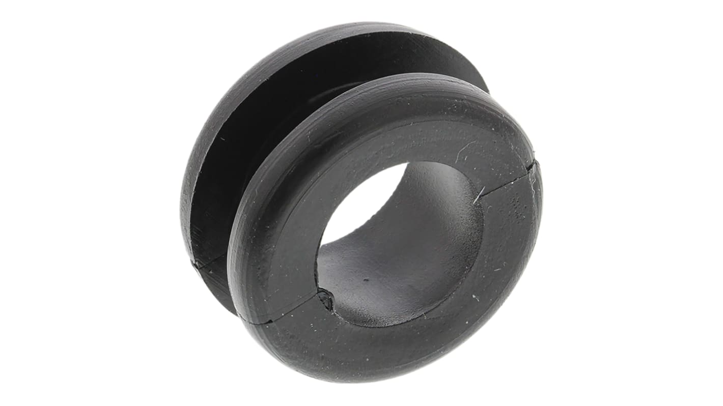 HellermannTyton Black PVC 12mm Cable Grommet for Maximum of 10mm Cable Dia.