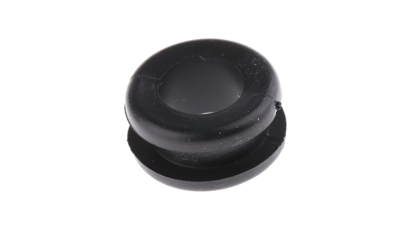 HellermannTyton Black PVC 13.5mm Cable Grommet for Maximum of 10mm Cable Dia.