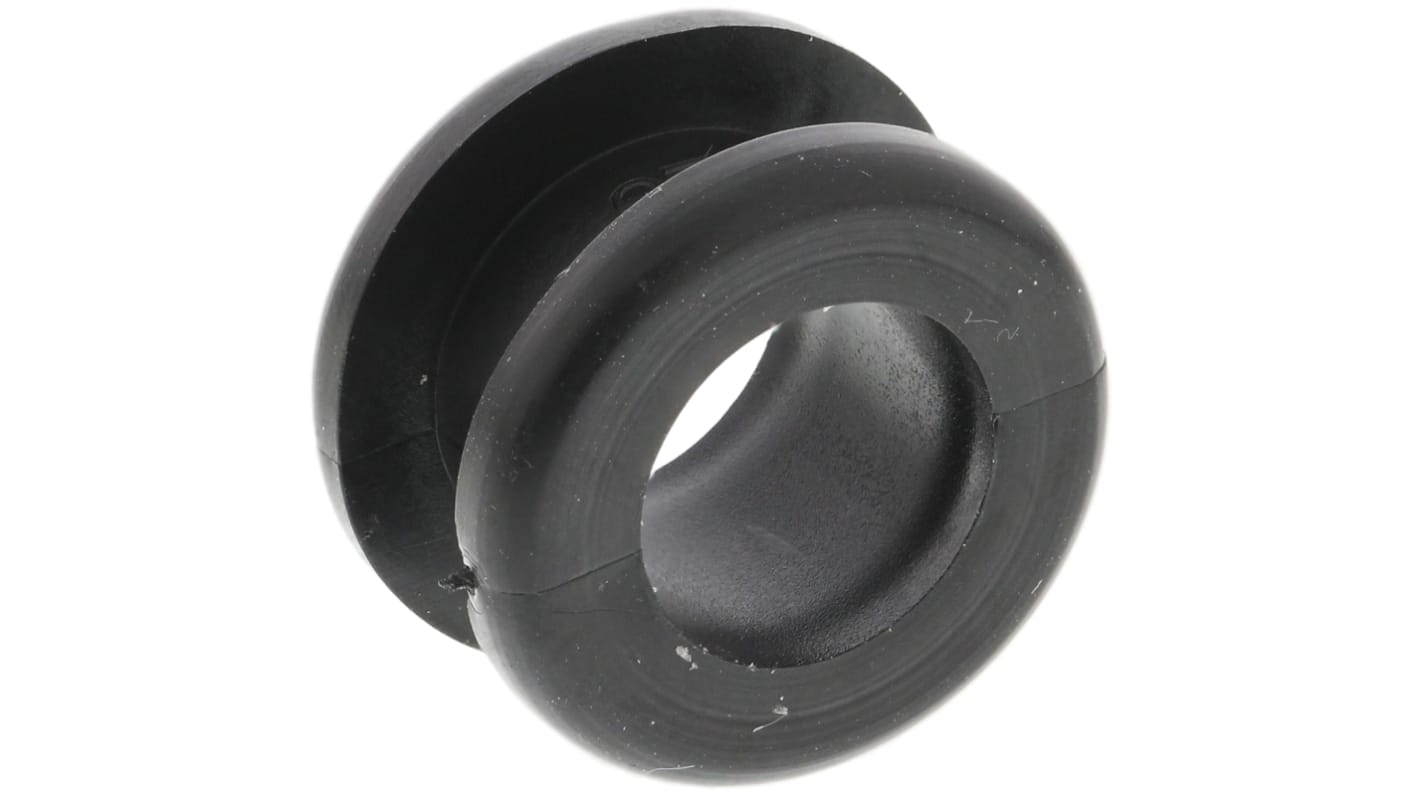 HellermannTyton Black PVC 12mm Cable Grommet for Maximum of 10mm Cable Dia.