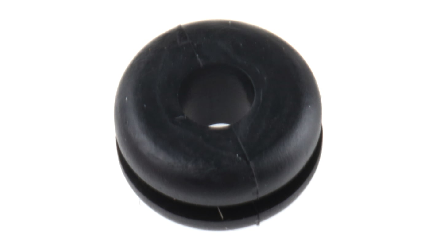 HellermannTyton Black PVC 9mm Cable Grommet for Maximum of 4mm Cable Dia.