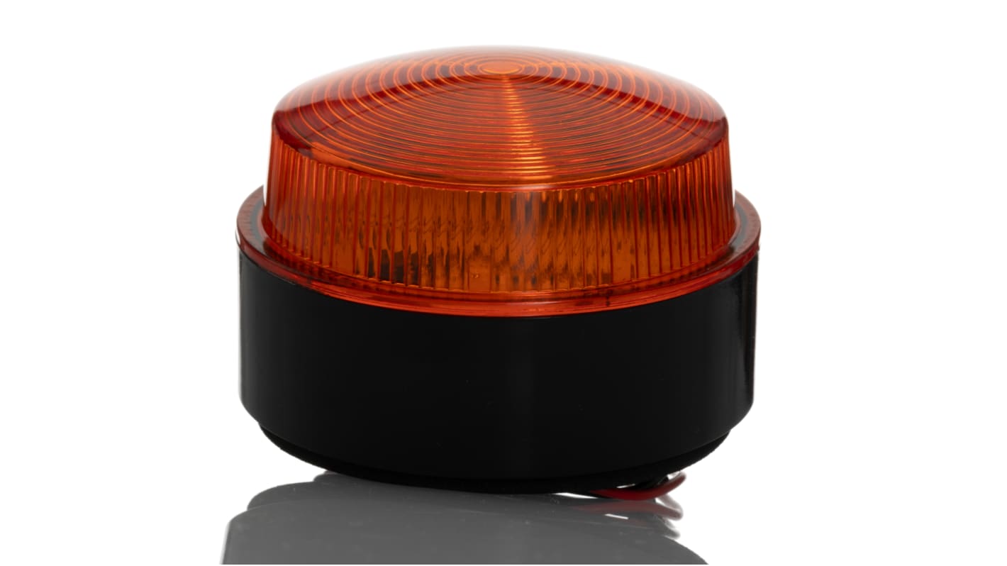 RS PRO Amber Flashing Beacon, 10 → 100 V dc, 20 → 72 V ac, Stud Mount, Surface Mount, Xenon Bulb, IP67