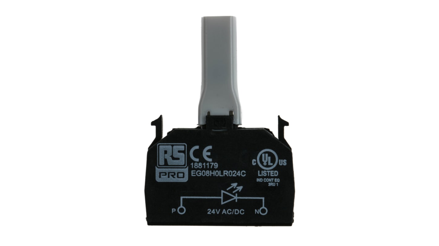 Blocco contatti luminoso RS PRO, 24V ca/cc, LED Colore rosso