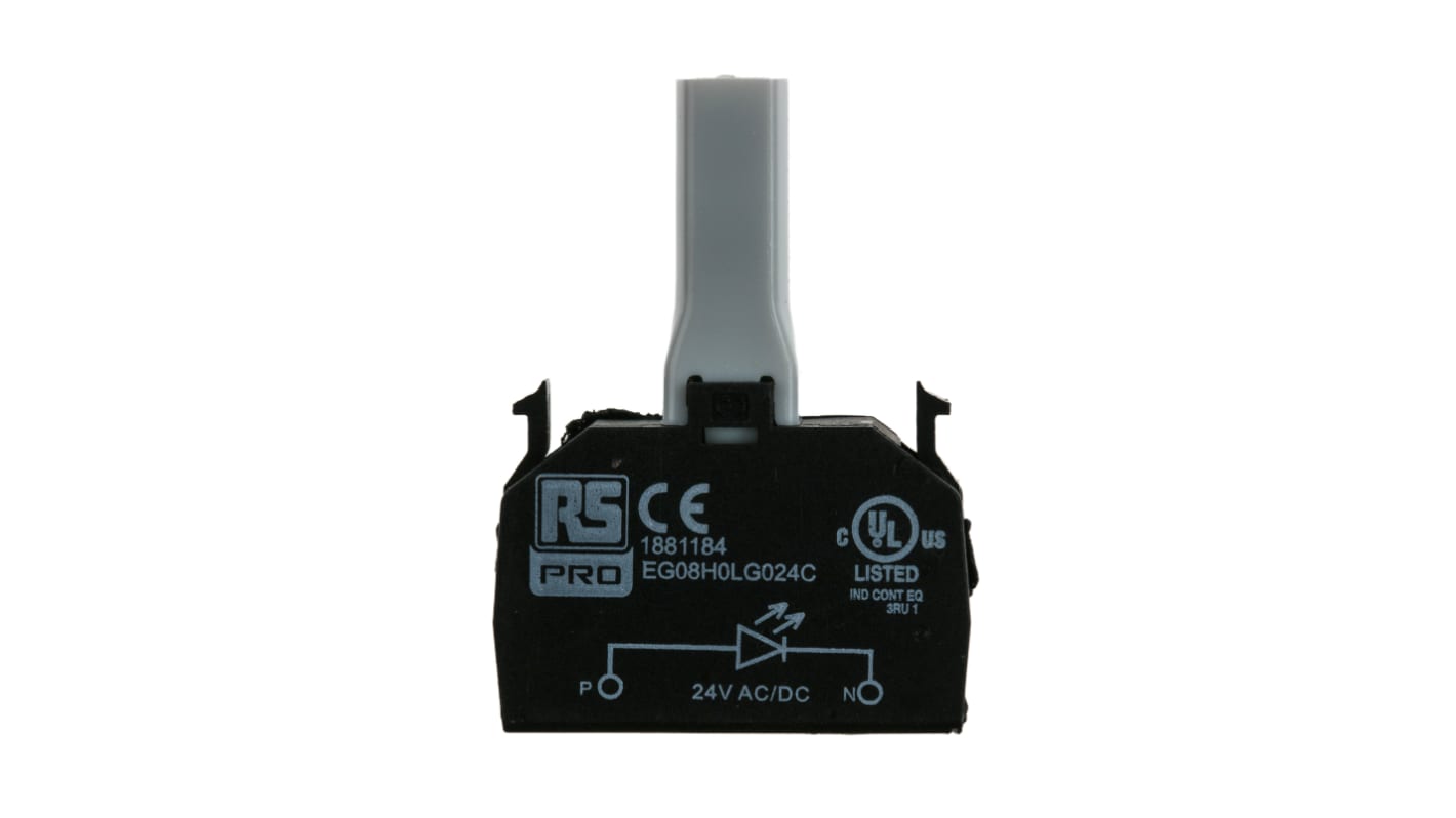 Blocco contatti luminoso RS PRO, 24V ca/cc, LED
