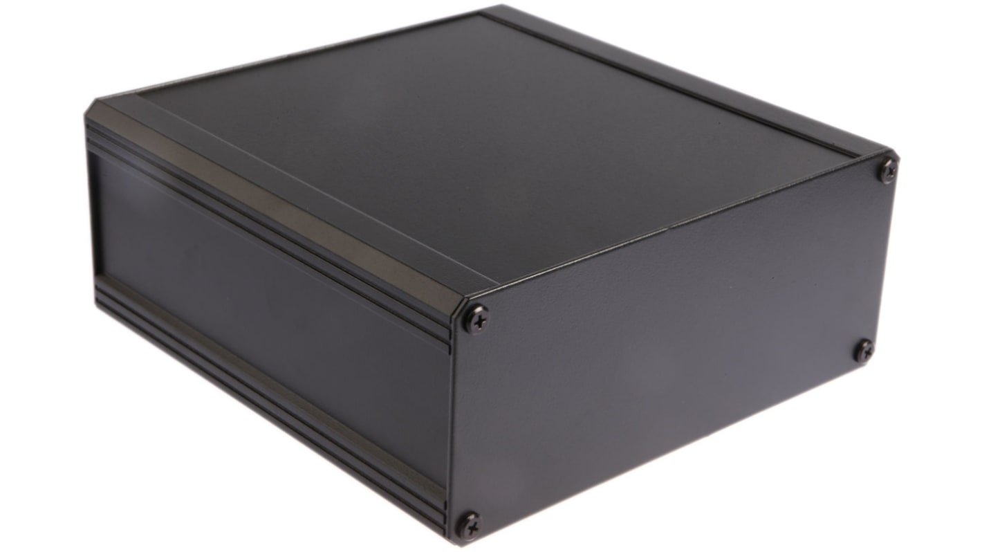 RS PRO Black Extruded Aluminium Heat Sink Case, IP40, Black Lid, 200 x 100 x 41mm