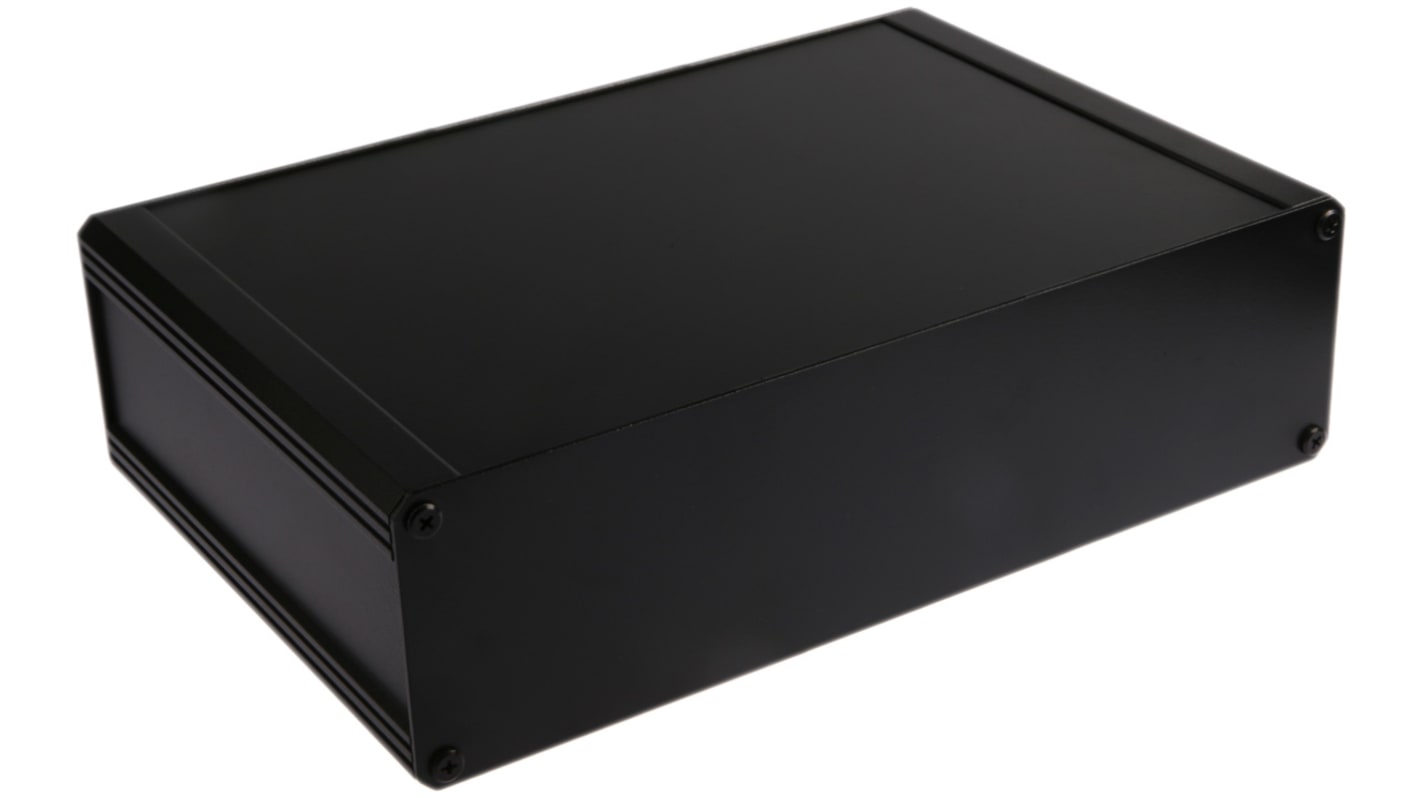 RS PRO Black Extruded Aluminium Heat Sink Case, IP40, Black Lid, 200 x 300 x 86mm
