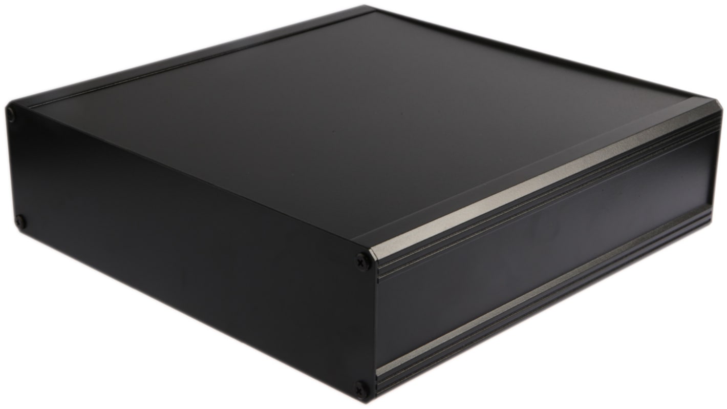 RS PRO Black Extruded Aluminium Heat Sink Case, IP40, Black Lid, 300 x 300 x 86mm