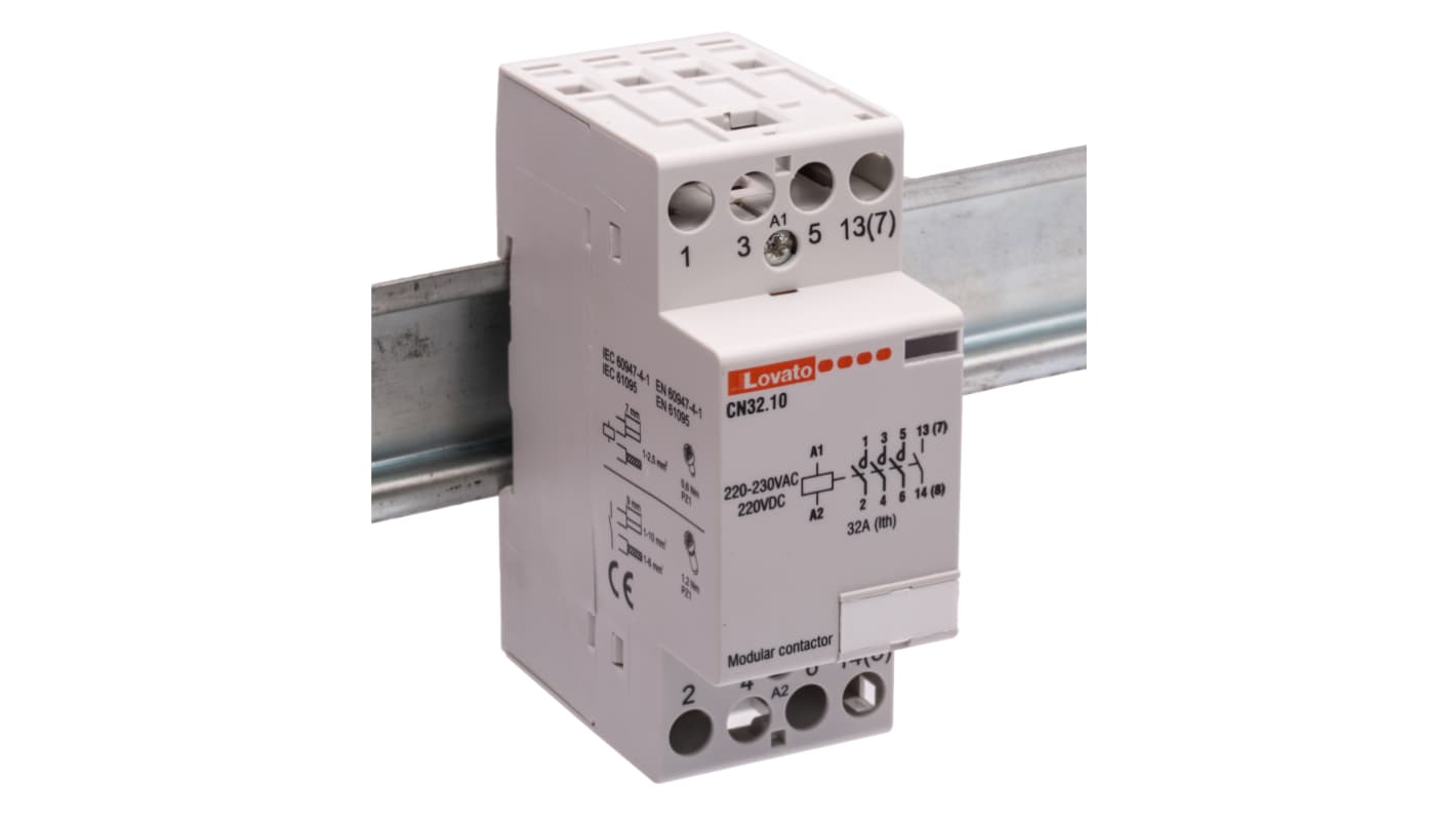 Lovato CN Contactor, 220 → 230 V ac Coil, 4-Pole, 32 A, 4NO, 110 V ac