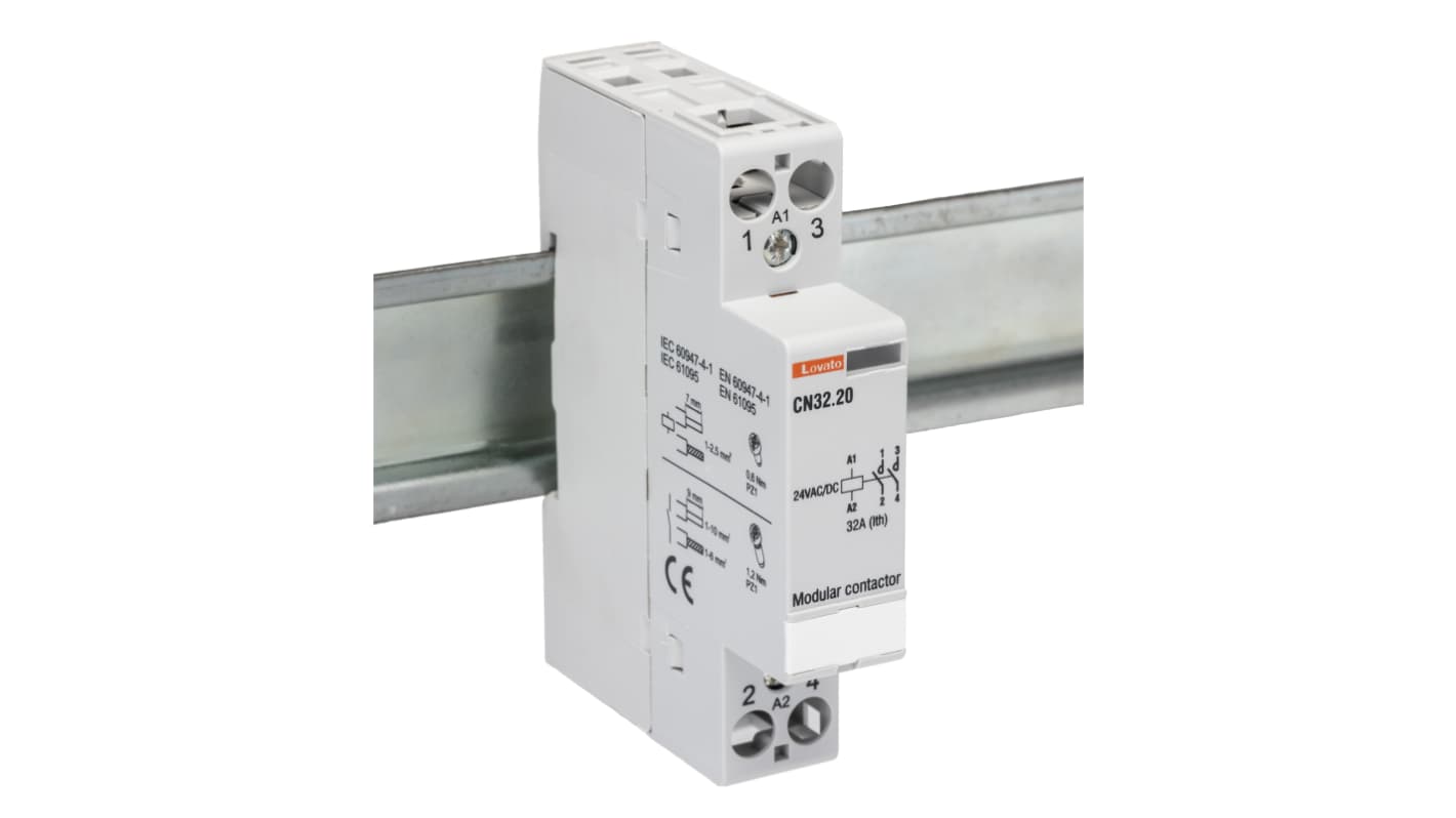 Lovato CN Contactor, 24 V ac/dc Coil, 2-Pole, 32 A, 2NO, 110 V ac