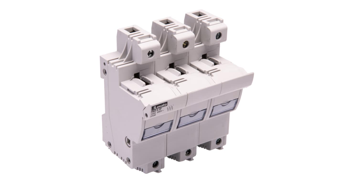 Base di montaggio portafusibile Lovato 22 x 58mm, 3P, 100A, 690V ca