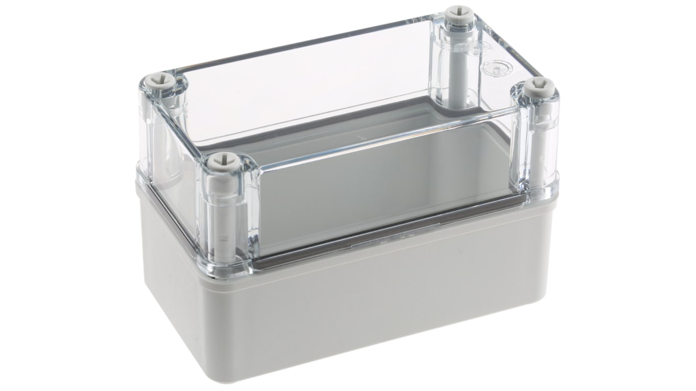 Fibox Piccolo Series Grey Polycarbonate Enclosure, IP66, IP67, Transparent Lid, 140 x 80 x 85mm