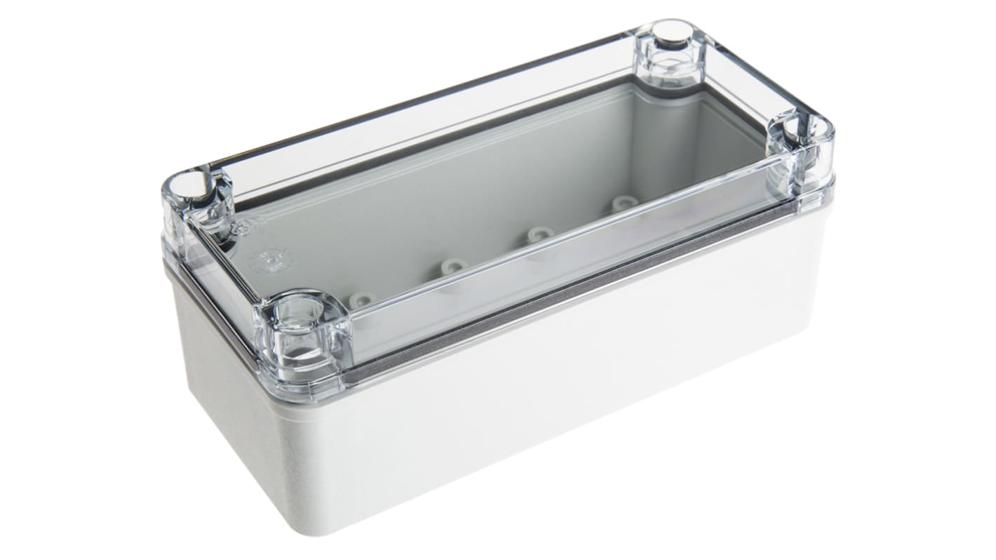 Fibox Piccolo Series Grey Polycarbonate Enclosure, IP66, IP67, Transparent Lid, 170 x 80 x 65mm