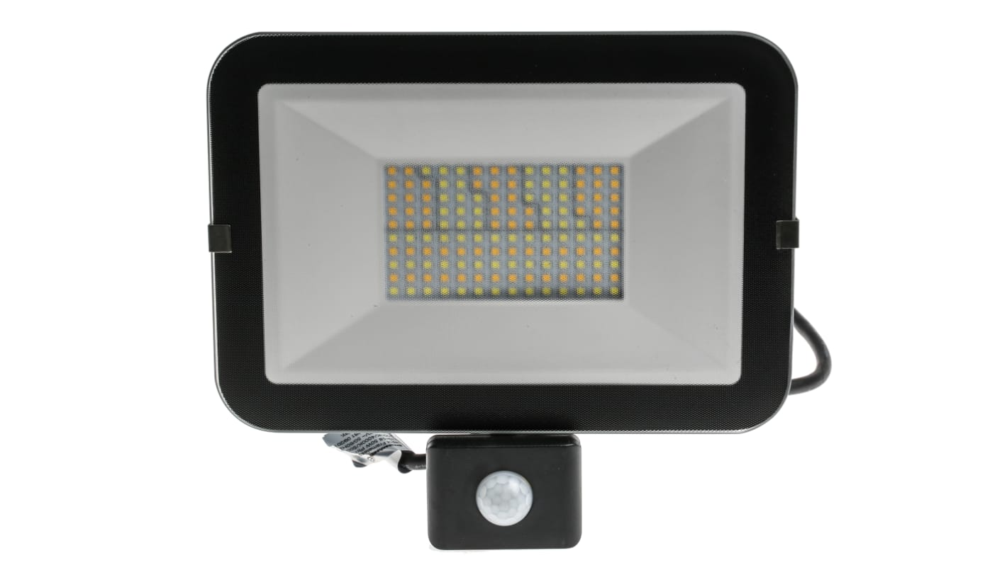 RS PRO Fluter 50 W, 220 240 V ac / 3600 lm, 235 x 30 x 239 mm, PIR, IP65