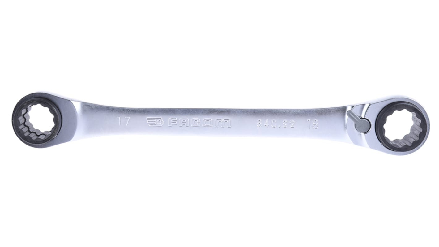 Facom 64C Series Ratchet Spanner, 16 x 17mm, Metric, Double Ended, 230 mm Overall
