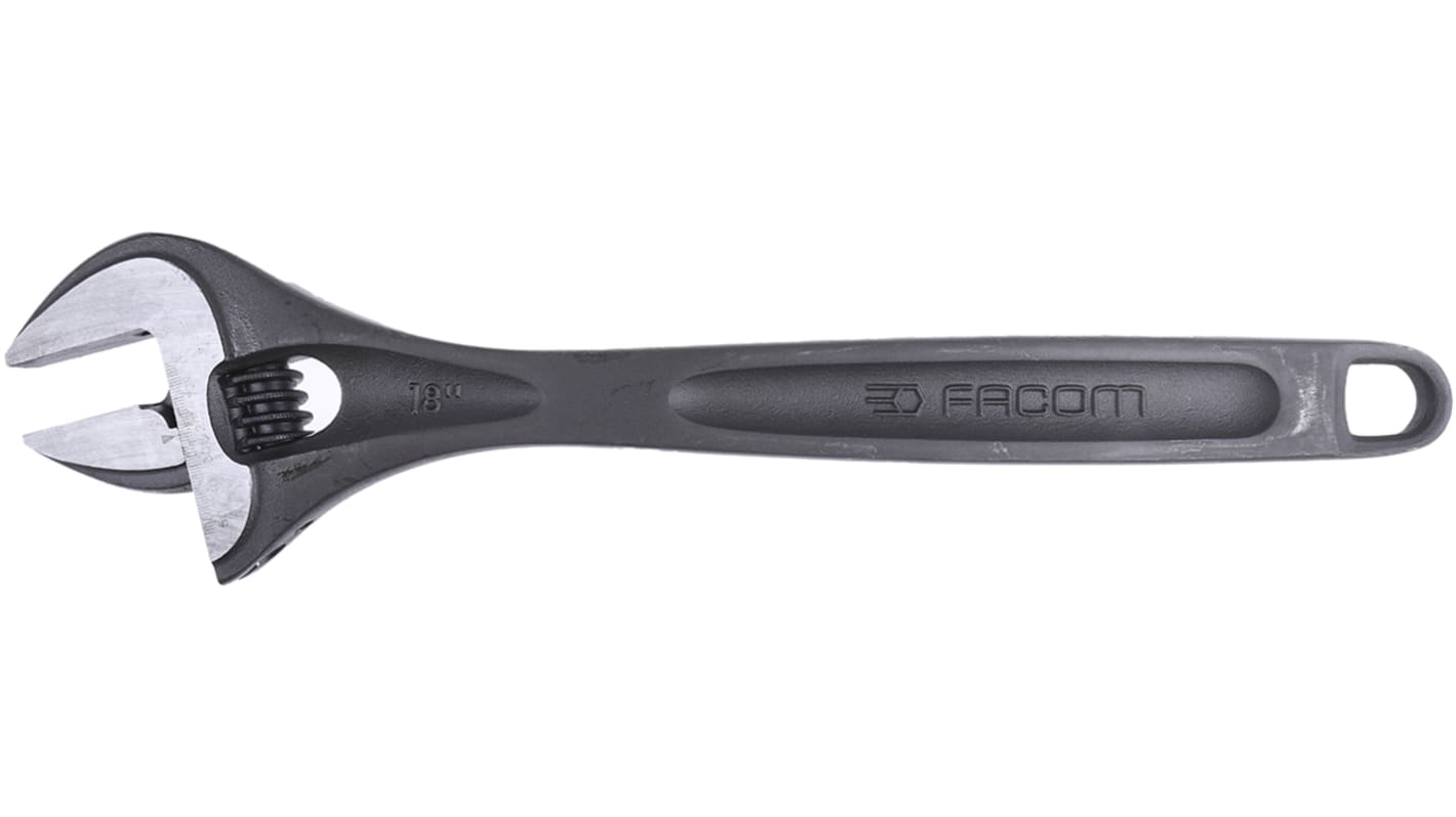 Facom Adjustable Spanner, 456 mm Overall, 53mm Jaw Capacity, Metal Handle