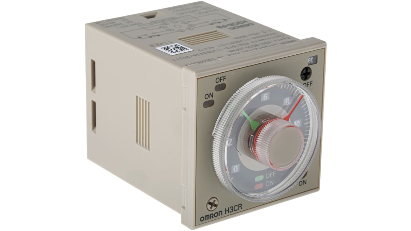 Omron H3CR Zeitrelais, DIN-Schiene, Tafelmontage, 0.05 s → 300 h, 100 → 240V ac, 2 Kont. Einfach, DPST