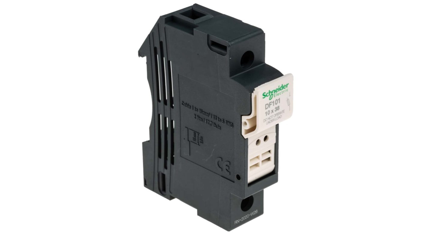 Schneider Electric 保险丝座, 10 x 38mm尺寸, 导轨安装, 1, DIN 35 mm导轨
