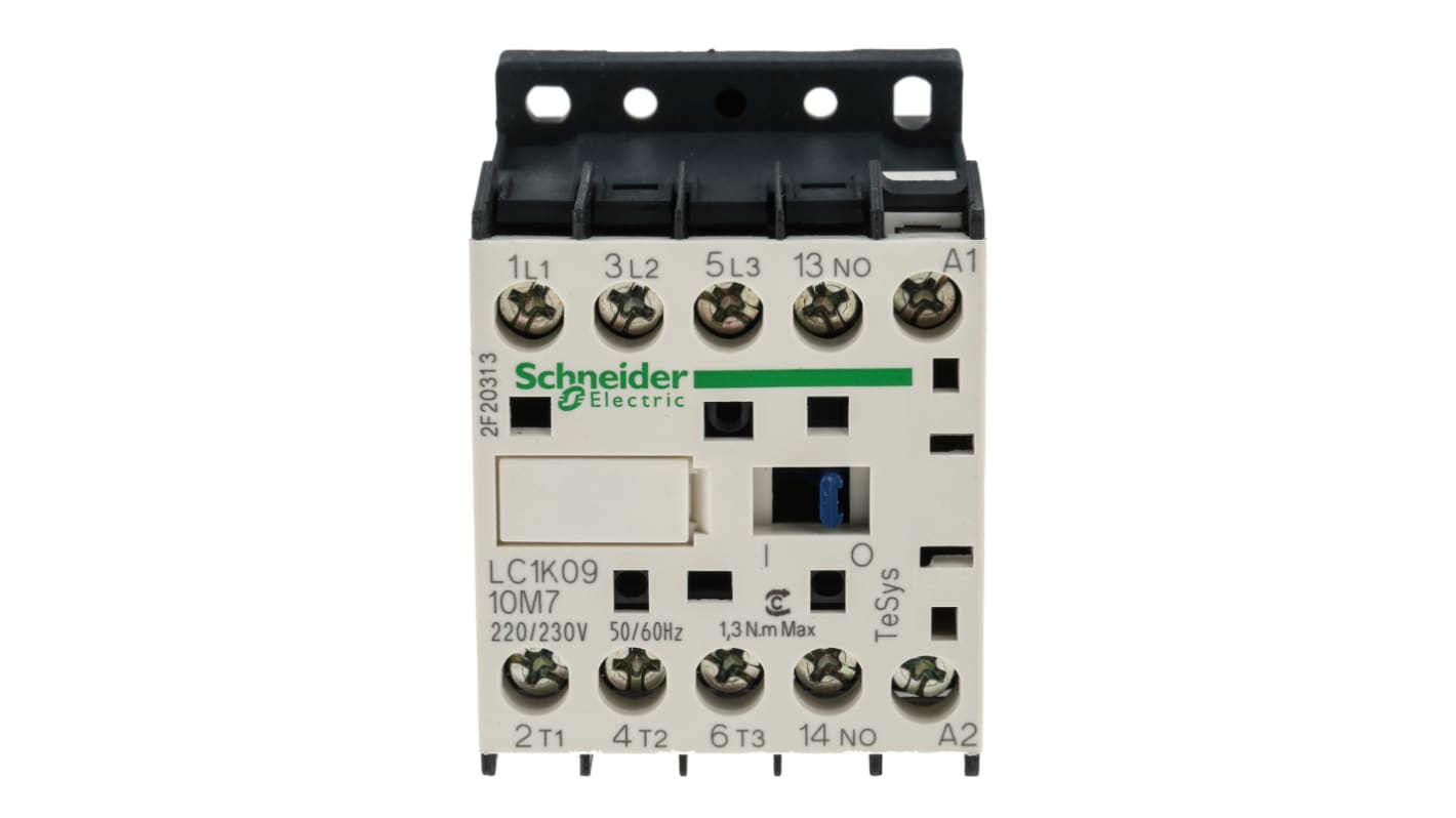 Stycznik 220 V AC Schneider Electric styki: 3 4 kW 9 A 3NO Montaż na szynie DIN Śruba LC1K0910M7