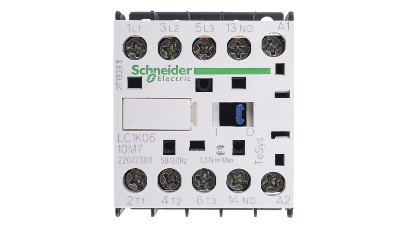 Contattore Schneider Electric, serie LC1K, 3 poli, 3 NA, 6 A, 3 kW, bobina 220 V c.a.