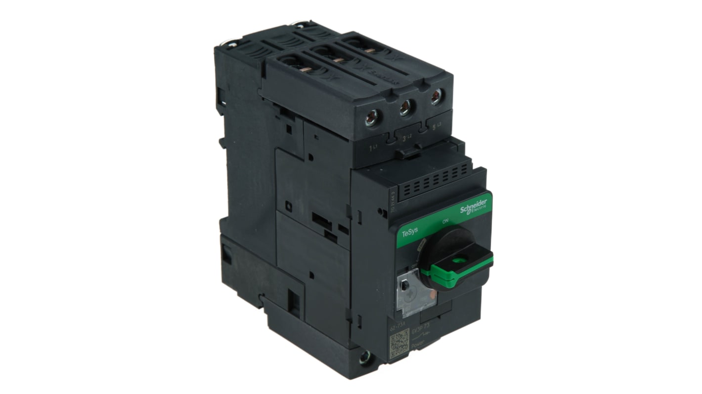 Schneider Electric TeSys Thermal Circuit Breaker - GV3P 3 Pole 690V ac Voltage Rating DIN Rail Mount, 73A Current Rating