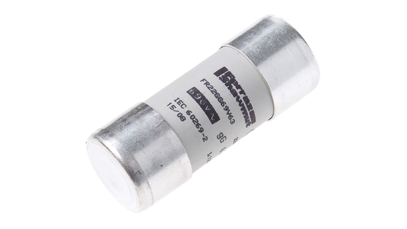 Mersen 63A Ceramic Cartridge Fuse, 22 x 58mm