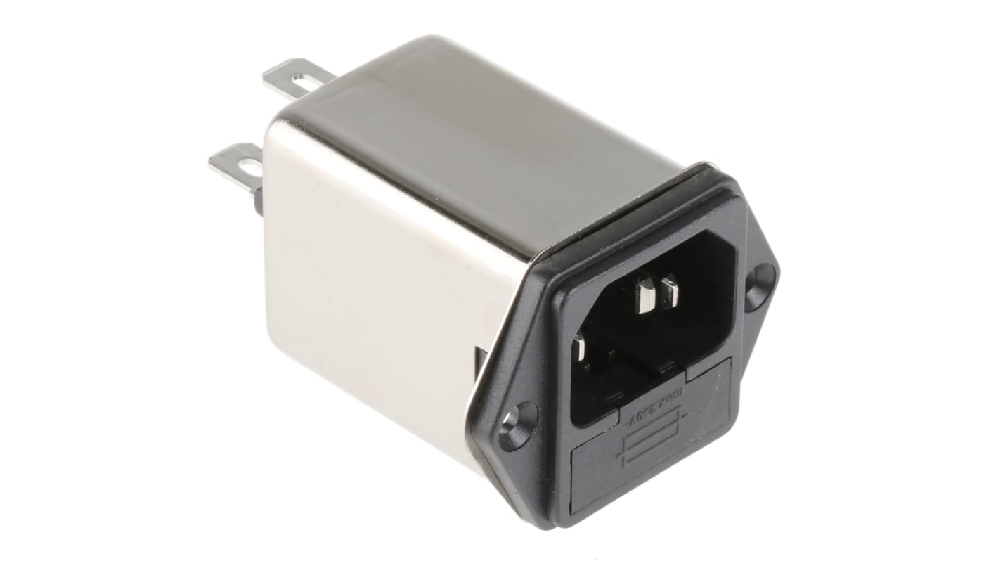 Schaffner IEC規格 C14 IECインレット, 4A 250 V ac, 2ヒューズ なし パネルマウント