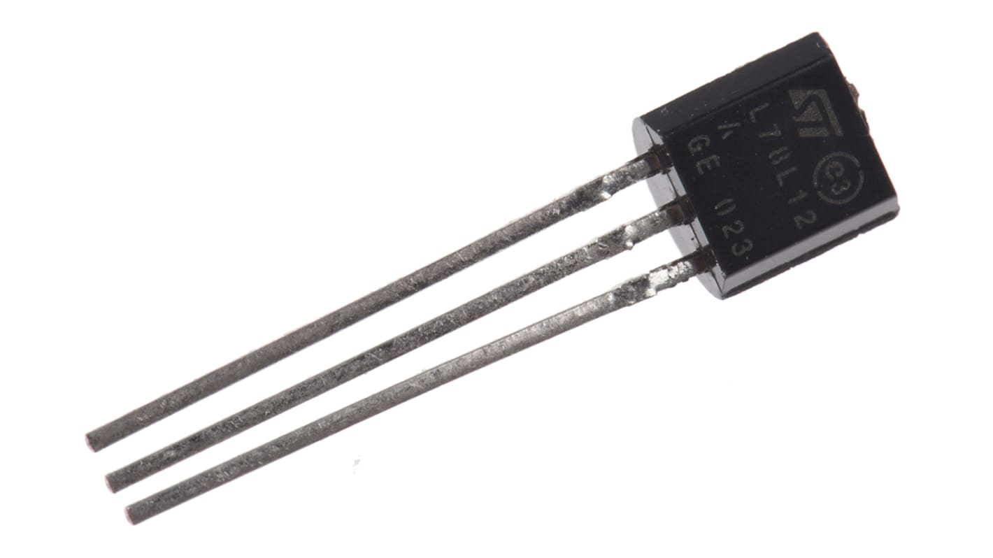 STMicroelectronics 线性稳压芯片, 12 V输出, 100mA最大输出, 单路输出, TO-92, 3针, 通孔安装, 0 °C→+150 °C, ±5%精度