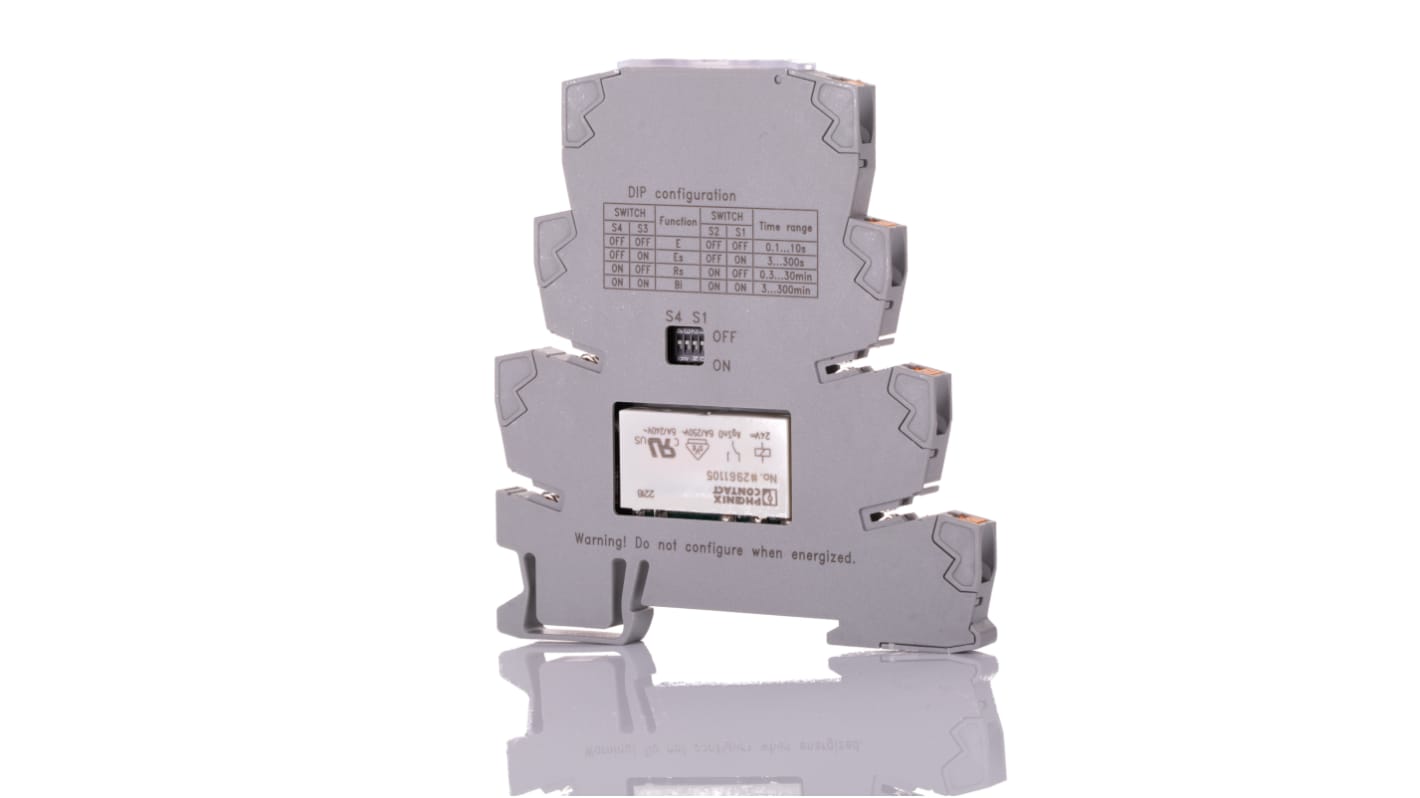Phoenix Contact PLC-TR-1T-MUL-300M-PT Series DIN Rail Mount Timer Relay, 19.2 → 30V dc, 1-Contact, 0.1 s