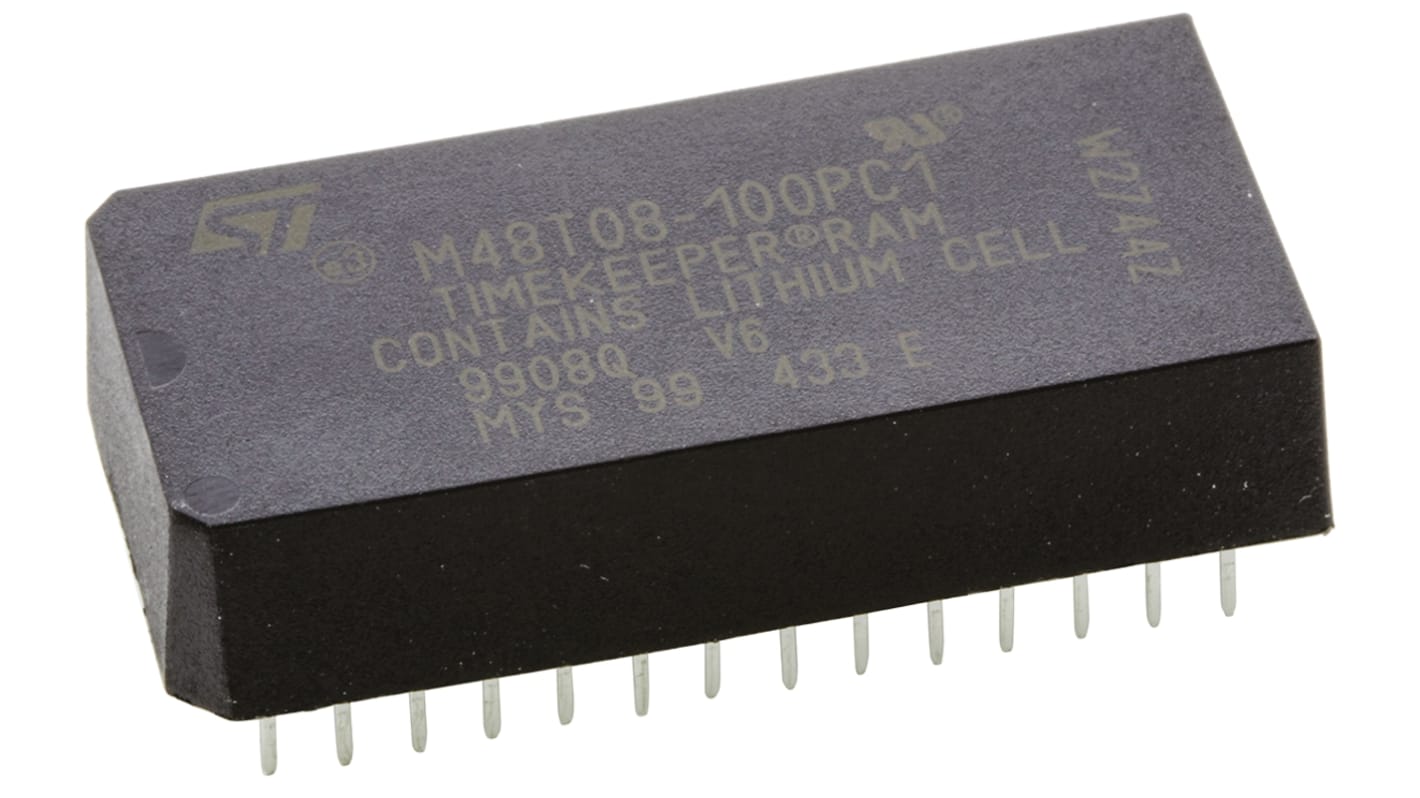 NVRAM STMicroelectronics M48T08-100PC1, 28 pines, PCDIP, 64kbit, 100ns, Montaje en orificio pasante, 4,75 V a 5,5 V