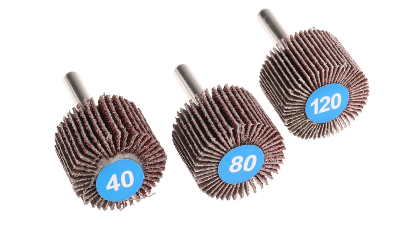 RS PRO Aluminium Oxide Flap Wheel, 30mm Diameter, P40, P80, P120 Grit