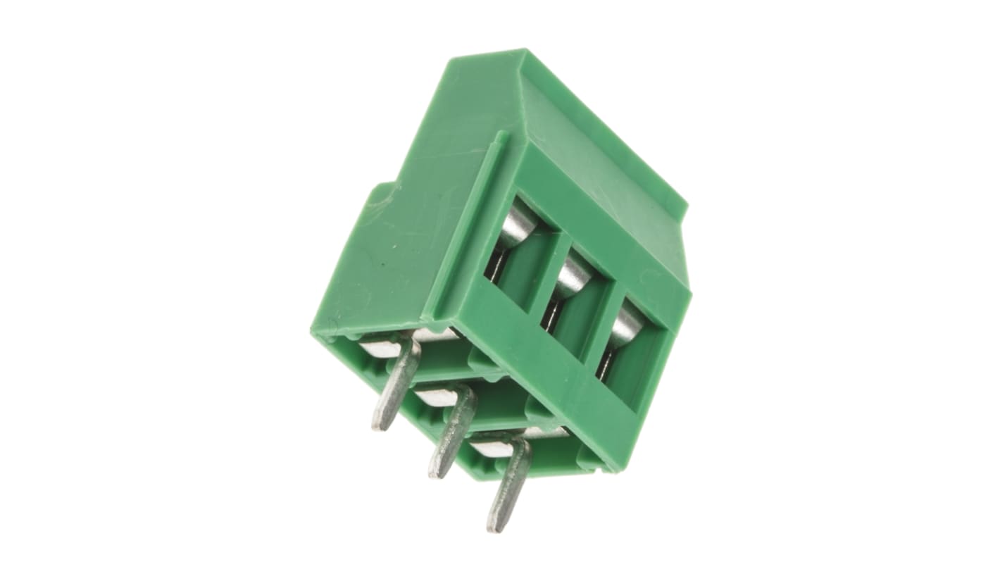 Phoenix Contact PCB端子排, 3p, 5.08mm间距, 28A, 630 V, THT安装, 焊接端接, 直向, 绿色, MKDS 3/ 3-5.08系列