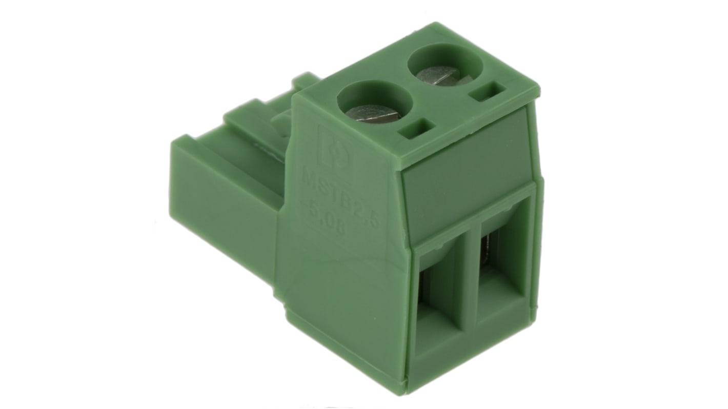 Phoenix Contact, 5.08mm Pitch, MSTB 2.5/2-5.08, 2 Way, , Pluggable Terminal Block, Plug, Cable Mount, Screw