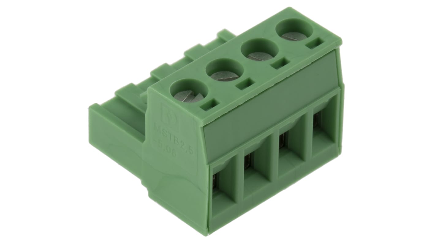 Phoenix Contact 5.08mm Pitch 4 Way Pluggable Terminal Block, Plug, Cable Mount, Screw Termination