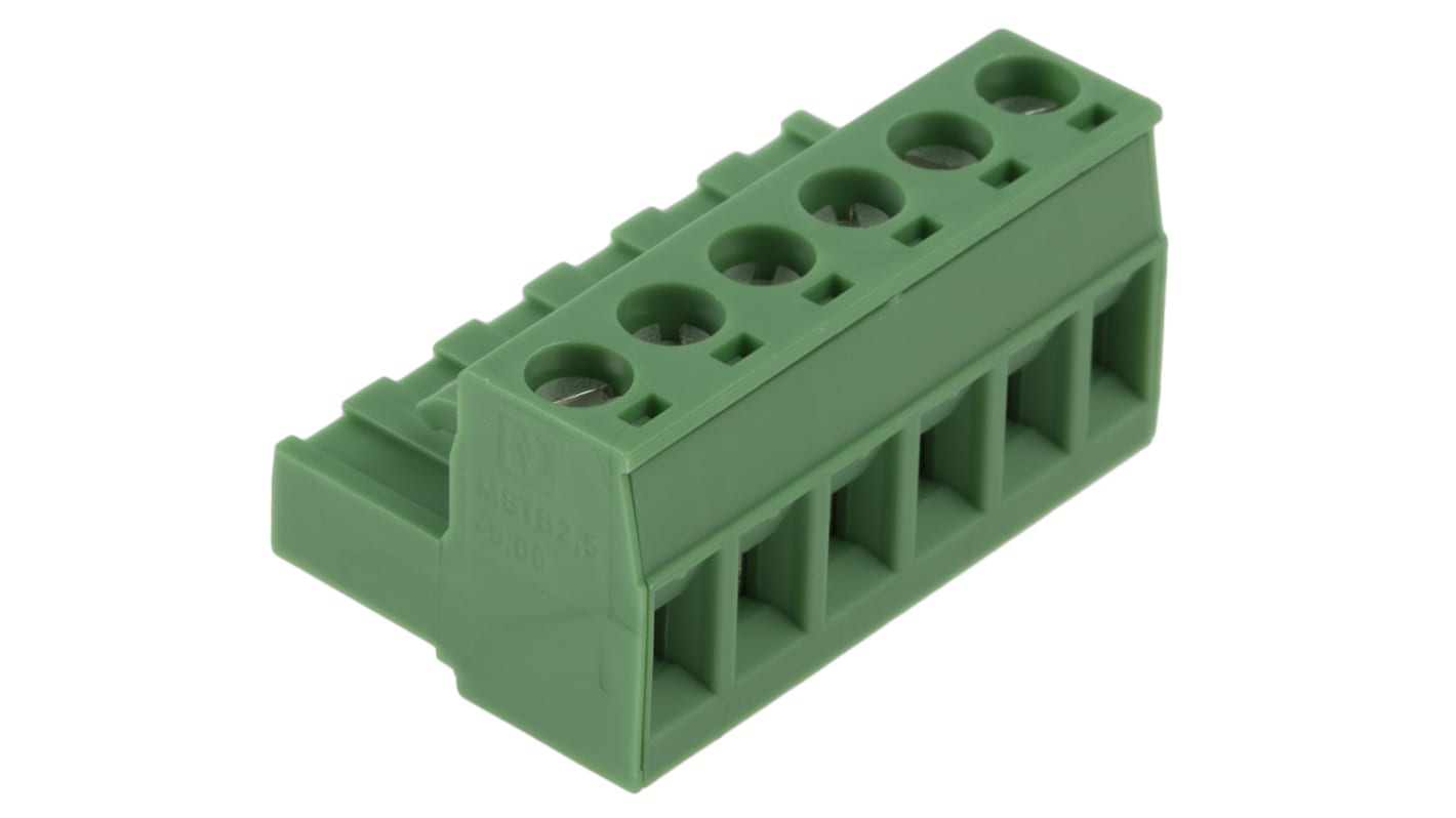 Phoenix Contact, 5.08mm Pitch, MSTB 2.5/6-5.08, Pluggable Terminal Block, Plug, Cable Mount, Screw Termination, 1757051