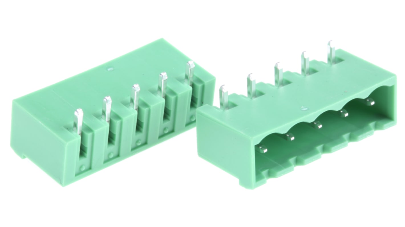 Conector macho para PCB Ángulo de 90° Phoenix Contact serie MSTBA 2.5/ 5-G-5.08 de 5 vías, 1 fila, paso 5.08mm, para