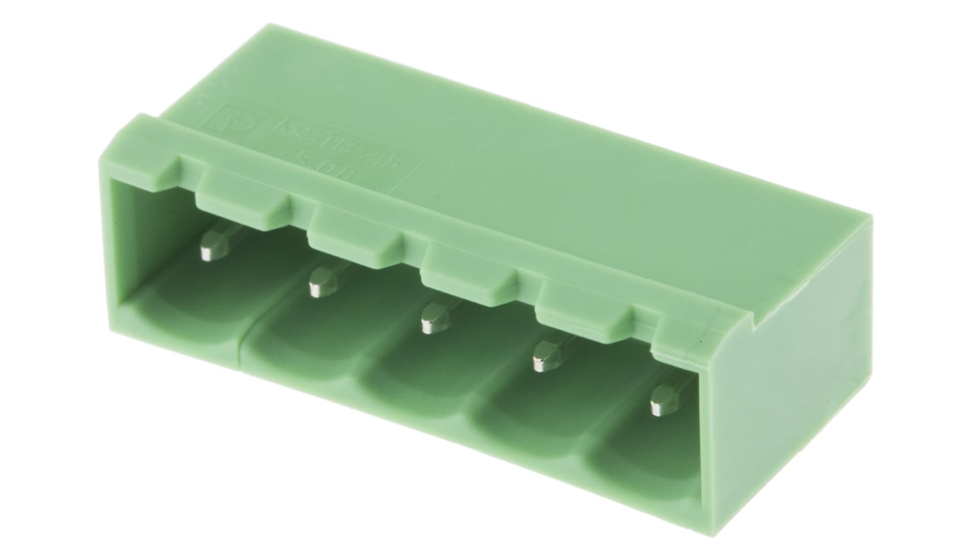 Phoenix Contact, 5.08mm Pitch, MSTBVA 2.5/ 5-G-5.08, 5 Way, , Pluggable Terminal Block, Header, Through Hole, Solder