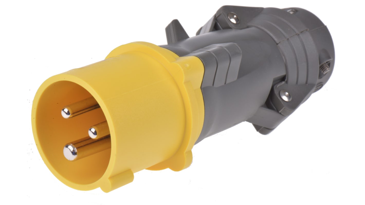 Legrand 16A工业连接器插头, 2P+E, 110 V, IP44, 黄色, 电缆安装, HYPRA系列