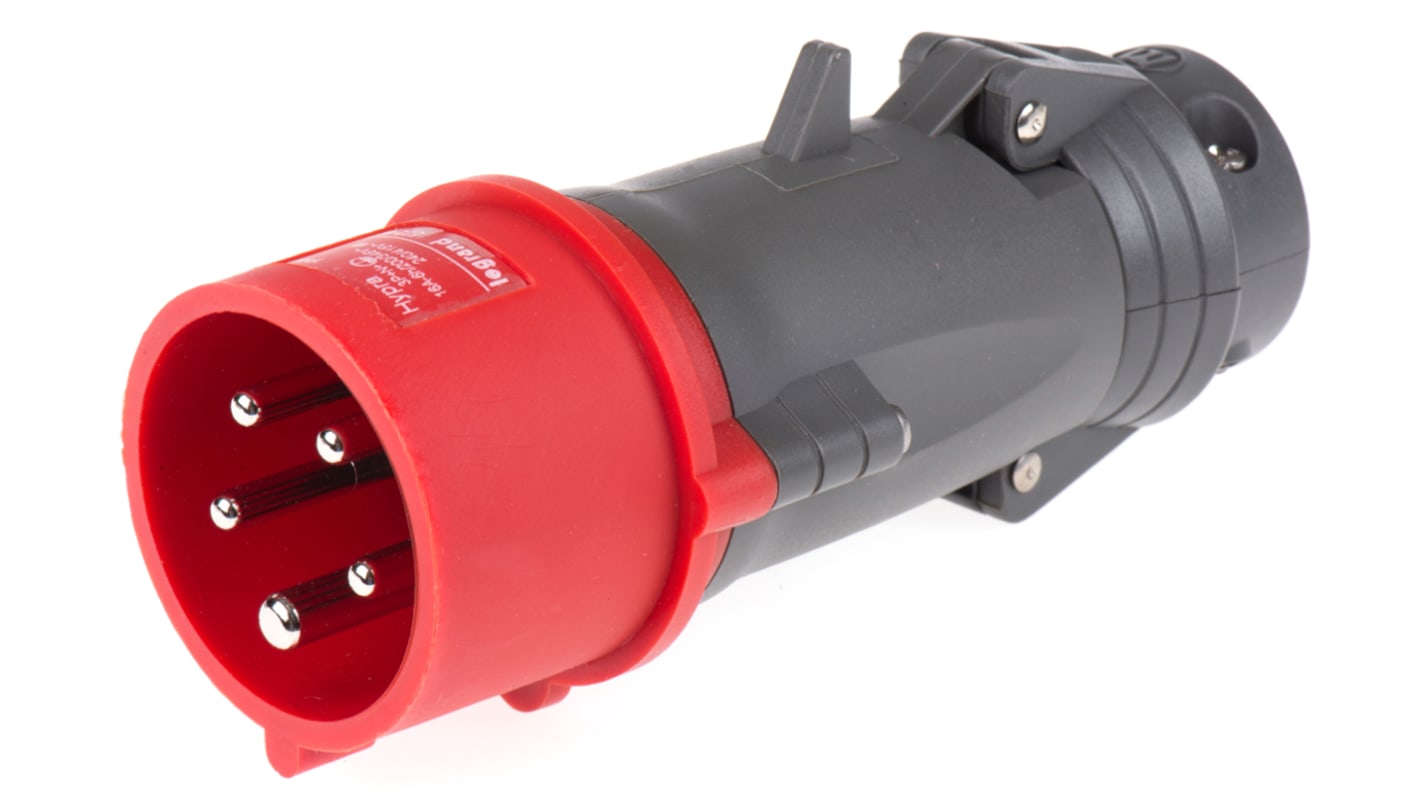 Legrand 16A工业连接器插头, 3P + N + E, 415 V, IP44, 红色, 电缆安装, HYPRA系列