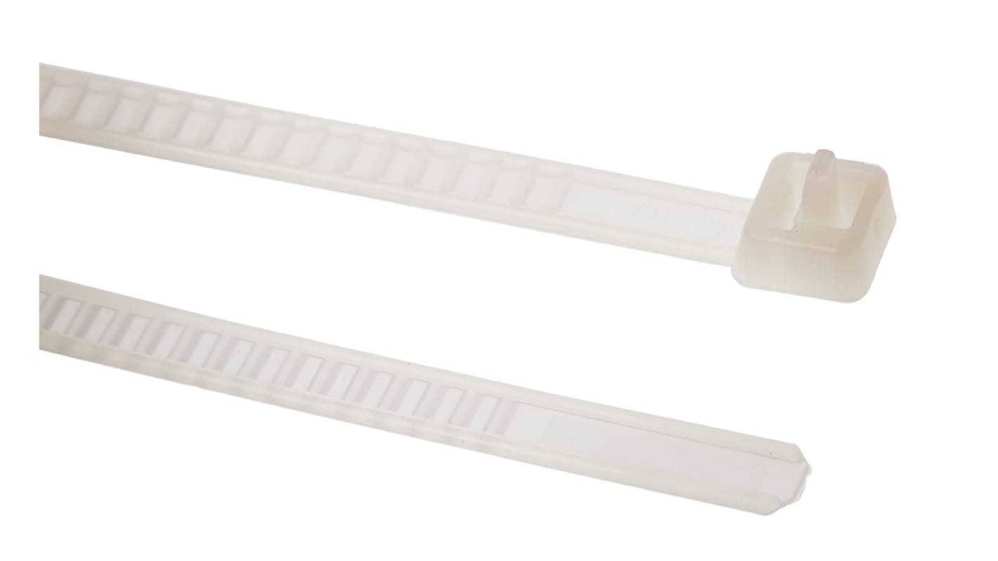 HellermannTyton Cable Tie, Releasable, 195mm x 4.7 mm, Natural Nylon, Pk-100units