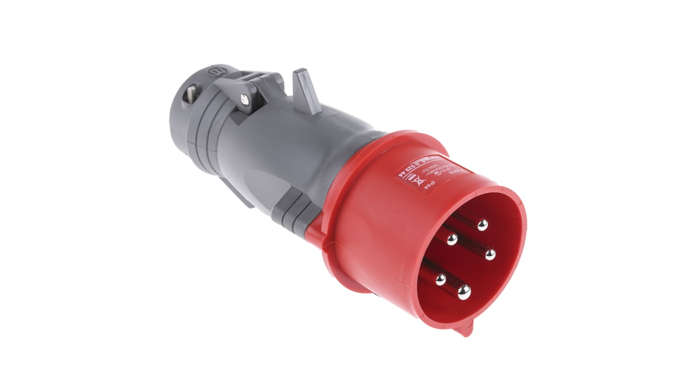 Legrand 32A工业连接器插头, 3P + N + E, 415 V, IP44, 红色, 电缆安装, HYPRA系列