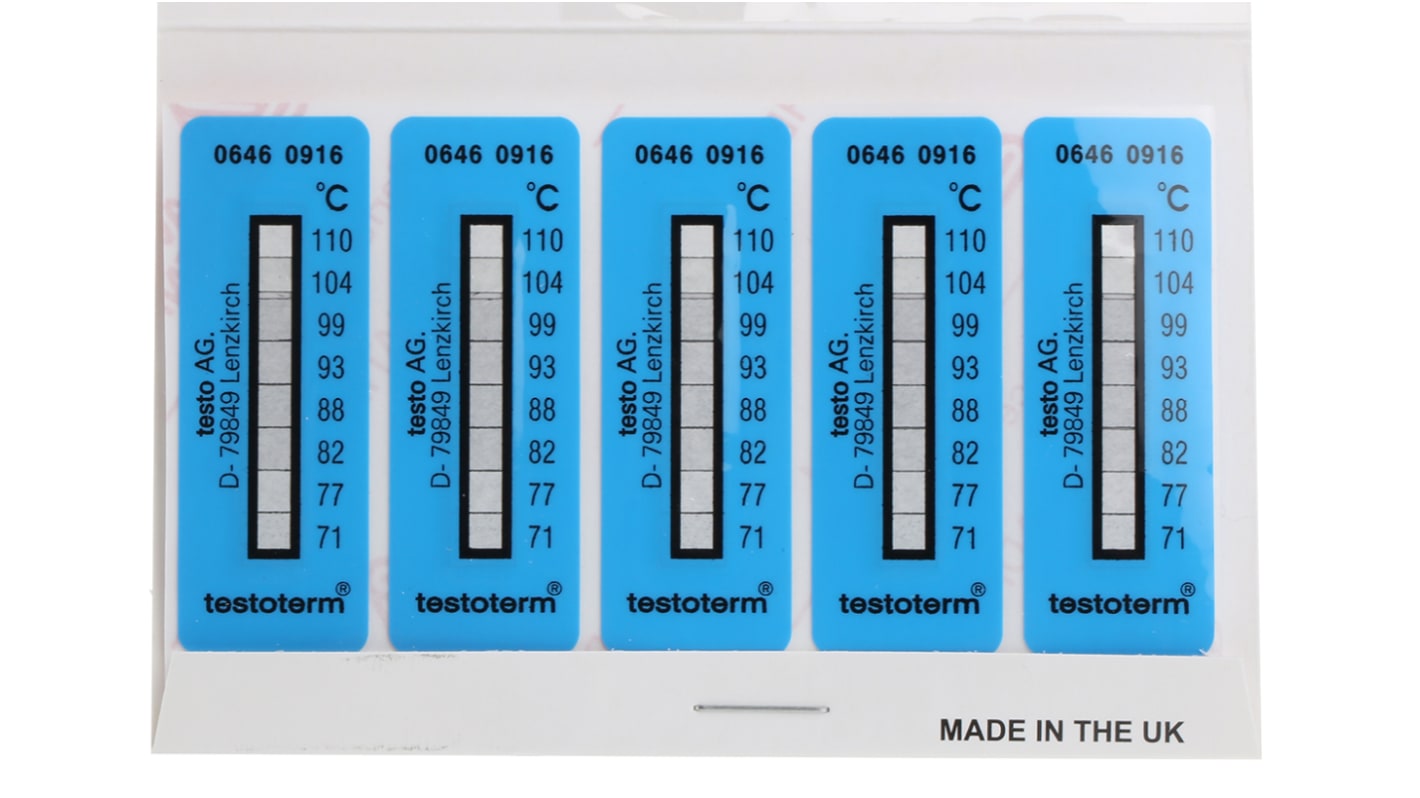 Testo 温度标签, 温度灵敏度+71°C至+110°C, 不可逆, 2个指示级别