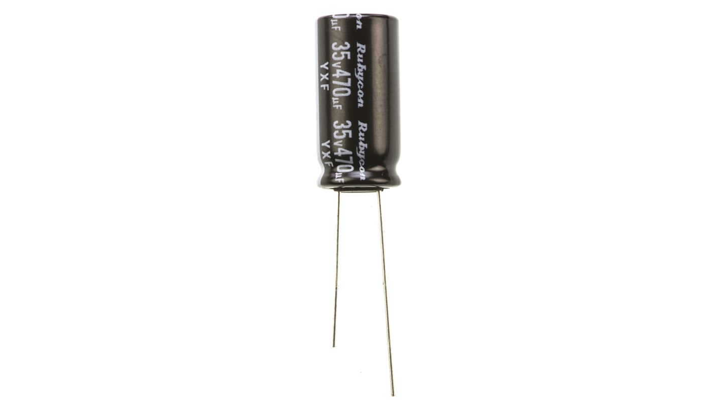 Condensatore Rubycon, serie YXF, 470μF, 35V cc, ±20%, +105°C, Radiale, Foro passante