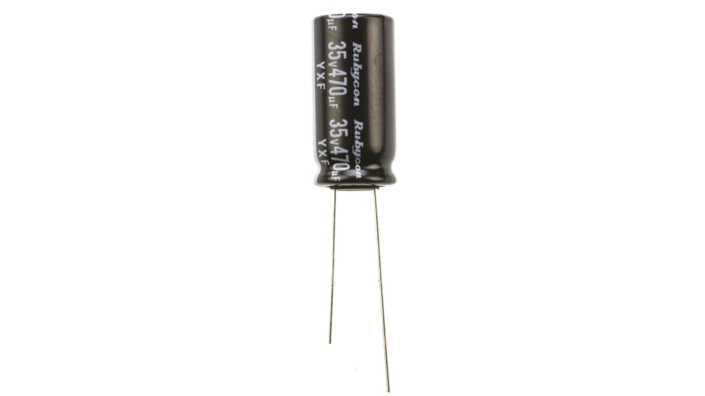 Rubycon 470μF Aluminium Electrolytic Capacitor 35V dc, Radial, Through Hole - 35YXF470M10X20