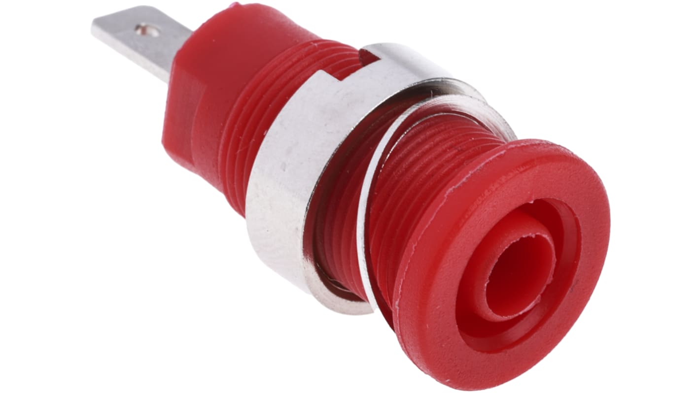 RS PRO Red Female Banana Socket, 4 mm Connector, 24A, 1000V, Nickel, Tin Plating