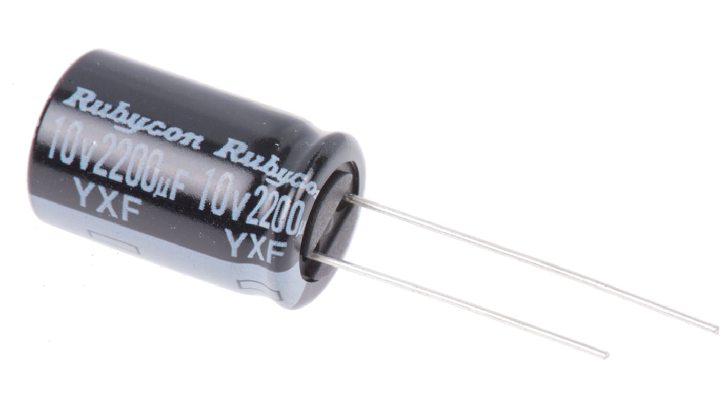 Rubycon 2200μF Electrolytic Aluminium Electrolytic Capacitor 10V dc, Through Hole - 10YXF2200M12.5X20
