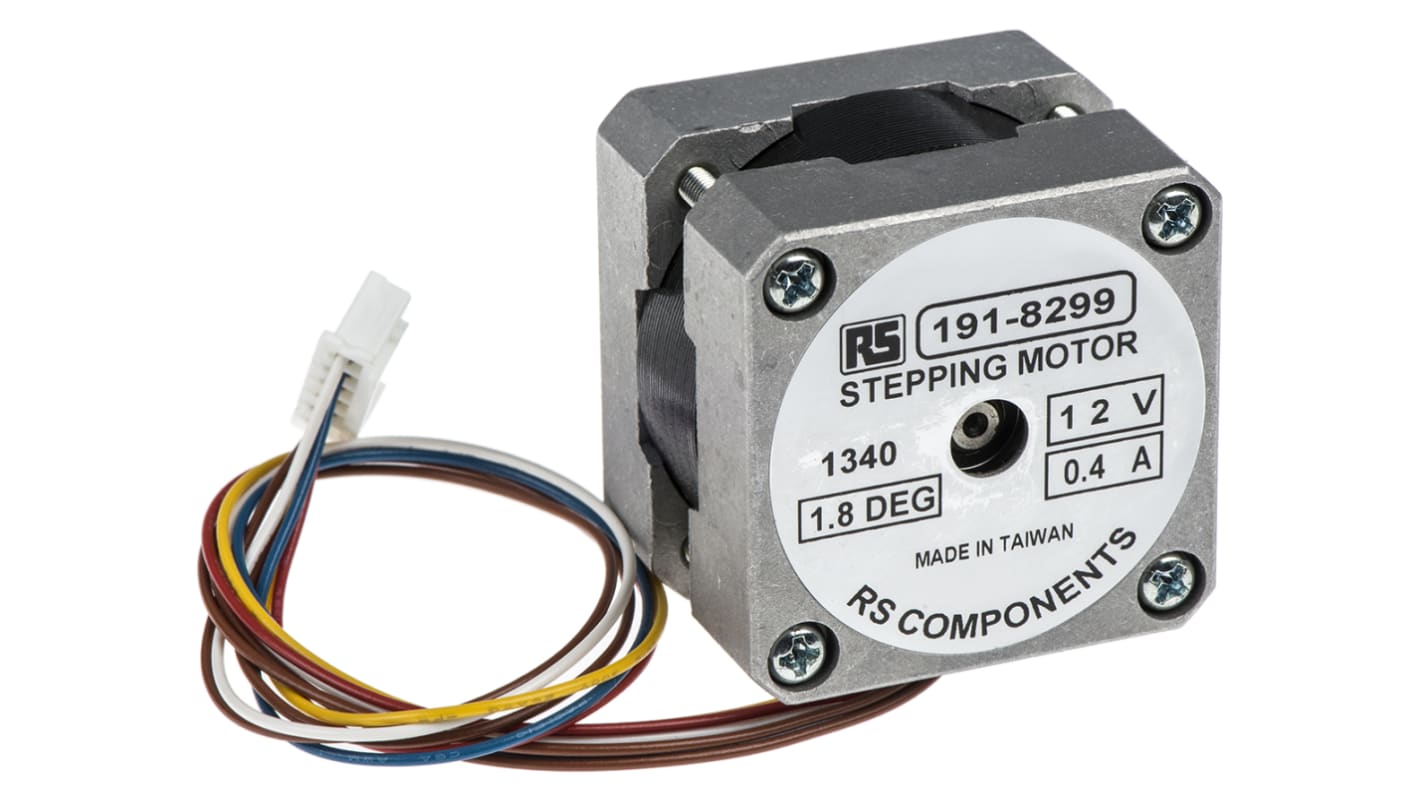 RS PRO Unipolar Hybrid Stepper Motor 1.8°, 0.10Nm, 12 V dc, 400 mA, 6 Wires