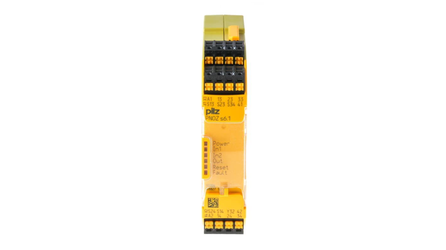 Relè di sicurezza Pilz PNOZ s6.1 C, 24V cc, 2 canali, 3 contatti di sicurezza