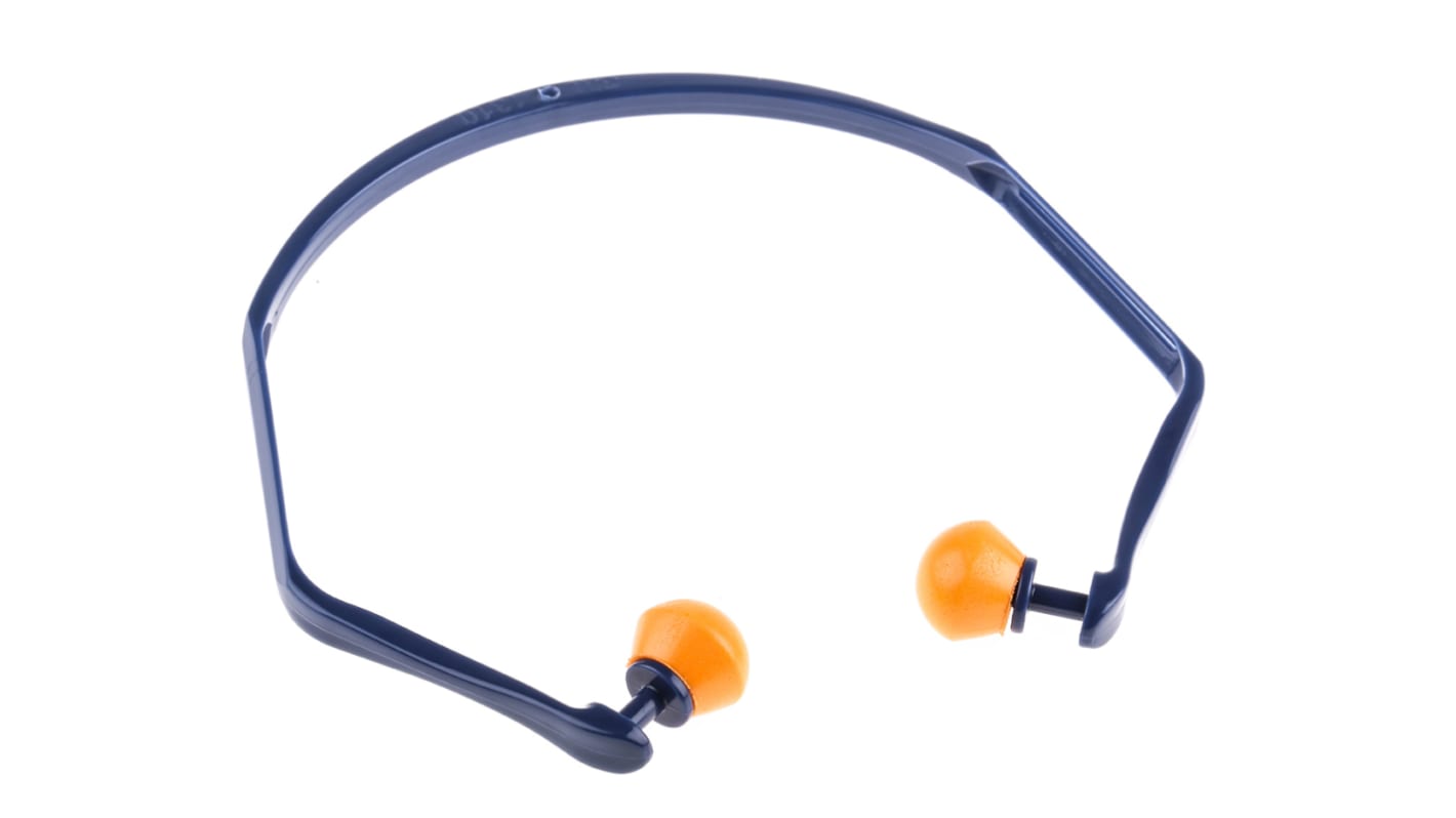 Tappi per orecchie Monouso in POM 3M E.A.R, SNR 24dB, conf. da 10 coppie con fascia, col. Blu, arancione