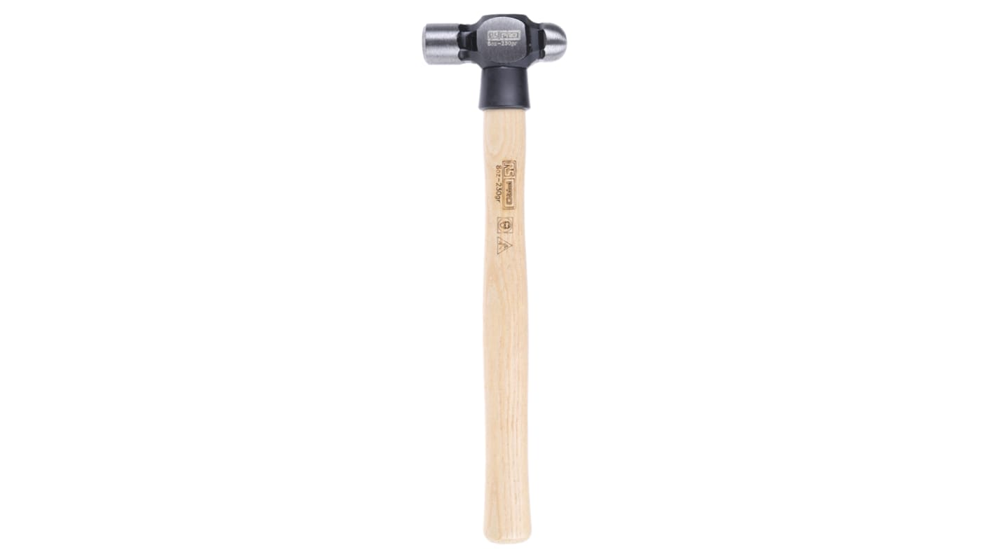 RS PRO Steel Ball-Pein Hammer with Ash Wood Handle, 318g